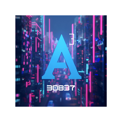 Ann Arbor Androids team logo — blue stylized A cubed symbol with number 30837 against a city skyline